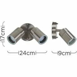 MINISUN 2 X IP44 Rated Stainless Steel Outdoor Garden Twin Wall Spotlights 3W LED GU10 Bulbs Warm White -MINISUN Shop 15378673 4