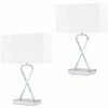 MINISUN 2 X Chrome Table Lamps + White Rectangular Shade - No Bulbs -MINISUN Shop 15378721 1