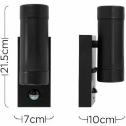 MINISUN 2 X Black IP44 Rated Outdoor Garden Up / Down Wall Lights With PIR Motion Sensor - No Bulbs -MINISUN Shop 15378729 4