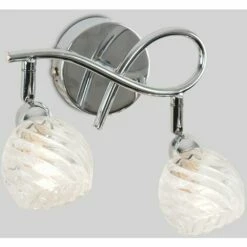 MINISUN 2 X Chrome Curved Arm Wall Lights With Swirled Glass Shades - No Bulb -MINISUN Shop 15378813 2