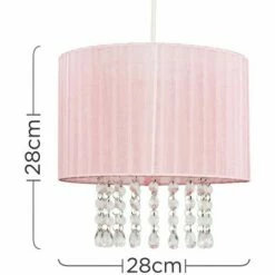 MINISUN Pink Voile Ribbon Wrapped Pendant Shade With Acrylic Droplets 6W LED GLS Bulb Warm White 5 MINISUN Pink Voile Ribbon Wrapped Pendant Shade With Acrylic Droplets 6W LED GLS Bulb Warm White -MINISUN Shop 15378843 4
