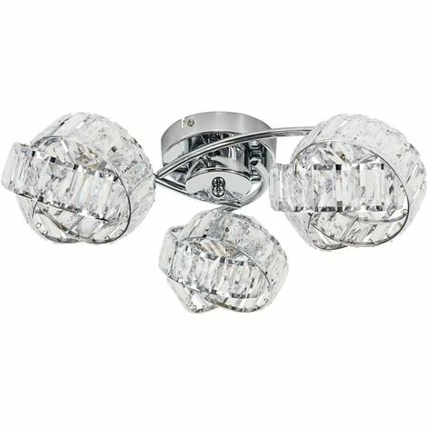 MINISUN 3 Way Chrome & Clear Acrylic Jewel Ring Flush Ceiling Light - Cool White LED MINISUN 3 Way Chrome & Clear Acrylic Jewel Ring Flush Ceiling Light - Cool White LED -MINISUN Shop 15378877 1