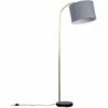 MiniSun Curved Stem Copper Floor Lamp With Drum Lampshade - Grey -MINISUN Shop 15378894 1