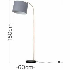 MiniSun Curved Stem Copper Floor Lamp With Drum Lampshade - Grey -MINISUN Shop 15378894 4