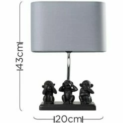 MINISUN Table Lamp Three Wise Monkeys Grey Fabric Shade - Add LED Bulb 5 MINISUN Table Lamp Three Wise Monkeys Grey Fabric Shade - Add LED Bulb -MINISUN Shop 15379111 4