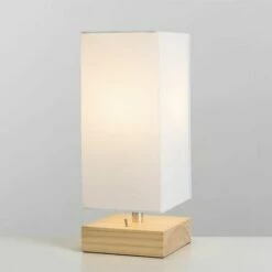 MINISUN Pine Wood & White Bedside Table Lamp With Usb Charging Port 4W LED Bulb Warm White -MINISUN Shop 15379199 2