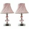 MINISUN 2 X Chrome And Pink Touch Table Lamps + Pleated Shade - No Bulbs -MINISUN Shop 15379549 1
