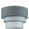MINISUN Round 3 Tier Dark Grey, Light Grey & White Fabric Ceiling Pendant Lamp Light Shade 10W LED GLS Bulb Warm White -MINISUN Shop 15384522 1