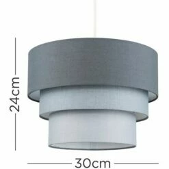 MINISUN Round 3 Tier Dark Grey, Light Grey & White Fabric Ceiling Pendant Lamp Light Shade 10W LED GLS Bulb Warm White -MINISUN Shop 15384522 4