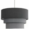 MINISUN Round 3 Tier Grey Fabric Ceiling Pendant Light Shade 10W LED Bulb Warm White -MINISUN Shop 15455908 1