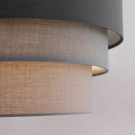 MINISUN Round 3 Tier Grey Fabric Ceiling Pendant Light Shade 10W LED Bulb Warm White MINISUN Round 3 Tier Grey Fabric Ceiling Pendant Light Shade 10W LED Bulb Warm White -MINISUN Shop 15455908 2