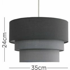 MINISUN Round 3 Tier Grey Fabric Ceiling Pendant Light Shade 10W LED Bulb Warm White 5 MINISUN Round 3 Tier Grey Fabric Ceiling Pendant Light Shade 10W LED Bulb Warm White -MINISUN Shop 15455908 4