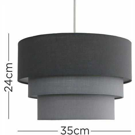 MINISUN Round 3 Tier Grey Fabric Ceiling Pendant Light Shade 10W LED Bulb Warm White MINISUN Round 3 Tier Grey Fabric Ceiling Pendant Light Shade 10W LED Bulb Warm White -MINISUN Shop 15455908 4