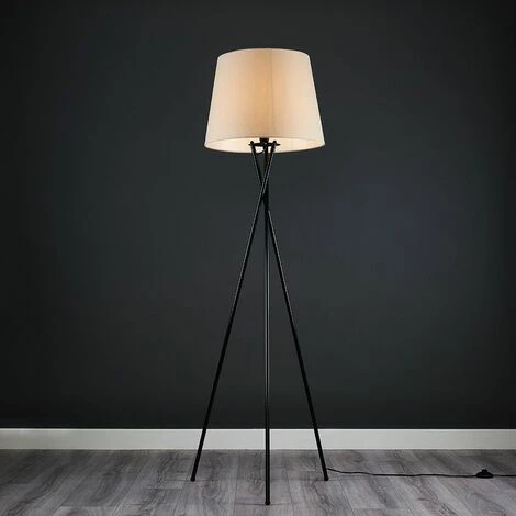 MINISUN Floor Lamp Tripod Camden Light in Black with Tapered Lampshade - Beige MINISUN Floor Lamp Tripod Camden Light In Black With Tapered Lampshade - Beige -MINISUN Shop 15682945 2