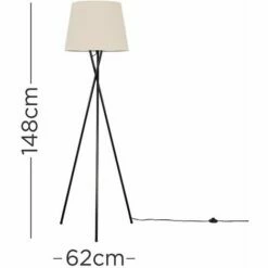 MINISUN Floor Lamp Tripod Camden Light In Black With Tapered Lampshade - Beige 5 MINISUN Floor Lamp Tripod Camden Light In Black With Tapered Lampshade - Beige -MINISUN Shop 15682945 4