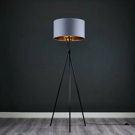 MINISUN LED Metal Tripod Floor Lamp - Grey & Gold MINISUN LED Metal Tripod Floor Lamp - Grey & Gold -MINISUN Shop 15682977 2