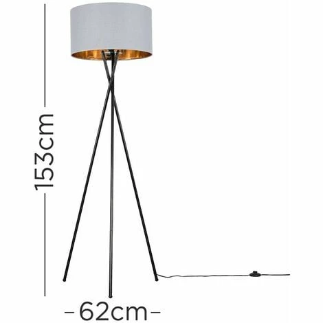MINISUN LED Metal Tripod Floor Lamp - Grey & Gold MINISUN LED Metal Tripod Floor Lamp - Grey & Gold -MINISUN Shop 15682977 4