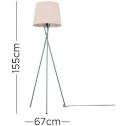 MINISUN Floor Lamp Tripod Camden Light In Grey With Tapered Lampshade - Pink -MINISUN Shop 15683160 4