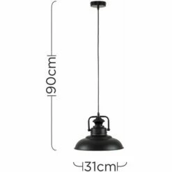 MINISUN Industrial Matt Grey Metal Ceiling Pendant Light 6W LED Filament Bulb Warm White - Black -MINISUN Shop 15846462 4