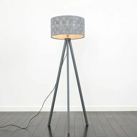 MINISUN Grey Wood Tripod Floor Lamp With Grey Felt Shade - No Bulb MINISUN Grey Wood Tripod Floor Lamp With Grey Felt Shade - No Bulb -MINISUN Shop 15846487 2