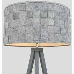 MINISUN Grey Wood Tripod Floor Lamp With Grey Felt Shade - No Bulb 4 MINISUN Grey Wood Tripod Floor Lamp With Grey Felt Shade - No Bulb -MINISUN Shop 15846487 3