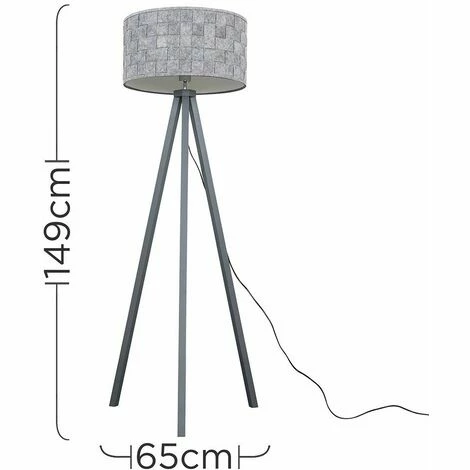 MINISUN Grey Wood Tripod Floor Lamp With Grey Felt Shade - No Bulb MINISUN Grey Wood Tripod Floor Lamp With Grey Felt Shade - No Bulb -MINISUN Shop 15846487 4