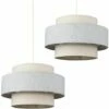 MINISUN 2 X Ceiling Pendant Light Shades In A Cream & Grey Herringbone Finish 2 MINISUN 2 X Ceiling Pendant Light Shades In A Cream & Grey Herringbone Finish -MINISUN Shop 15898553 1