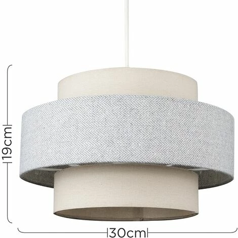 MINISUN 2 x Ceiling Pendant Light Shades In A Cream & Grey Herringbone Finish 10W LED Bulbs Warm White MINISUN 2 X Ceiling Pendant Light Shades In A Cream & Grey Herringbone Finish 10W LED Bulbs Warm White -MINISUN Shop 15898554 2