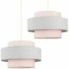 MINISUN 2 X Ceiling Pendant Light Shades In A Pink & Grey Herringbone Finish -MINISUN Shop 15898555 1