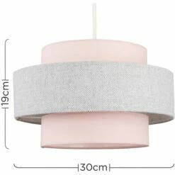 MINISUN 2 X Ceiling Pendant Light Shades In A Pink & Grey Herringbone Finish 10W LED GLS Bulbs Warm White -MINISUN Shop 15898556 2