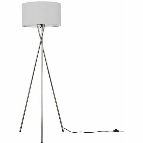 MINISUN Floor Lamp Tripod Camden Light in Chrome with Cylinder Lampshade - Cool Grey MINISUN Floor Lamp Tripod Camden Light In Chrome With Cylinder Lampshade - Cool Grey -MINISUN Shop 16548146 1