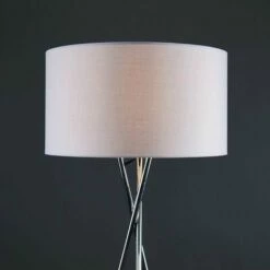 MINISUN Floor Lamp Tripod Camden Light In Chrome With Cylinder Lampshade - Cool Grey 4 MINISUN Floor Lamp Tripod Camden Light In Chrome With Cylinder Lampshade - Cool Grey -MINISUN Shop 16548146 3