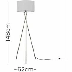 MINISUN Floor Lamp Tripod Camden Light In Chrome With Cylinder Lampshade - Cool Grey 5 MINISUN Floor Lamp Tripod Camden Light In Chrome With Cylinder Lampshade - Cool Grey -MINISUN Shop 16548146 4