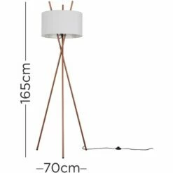 MINISUN Tripod Floor Lamp Crawford Standard Light In Copper With Cylinder Lampshade - Cool Grey -MINISUN Shop 16568221 4