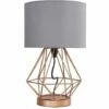 MINISUN Melrose Geometric Touch Table Lamp In Copper With Fabric Lampshades - Grey - No Bulb -MINISUN Shop 16594396 1