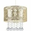 MINISUN Intricate Pattern Gold Ceiling Pendant Light Shade With Jewel Droplets - No Bulb 1 MINISUN Intricate Pattern Gold Ceiling Pendant Light Shade With Jewel Droplets - No Bulb -MINISUN Shop 16594402 1