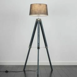MINISUN Tripod Floor Lamp Clipper Standing Light In Grey With Doretta Shade - Dark Grey -MINISUN Shop 16594479 2