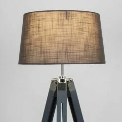 MINISUN Tripod Floor Lamp Clipper Standing Light In Grey With Doretta Shade - Dark Grey -MINISUN Shop 16594479 3