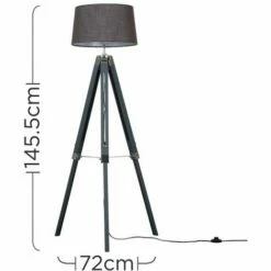 MINISUN Tripod Floor Lamp Clipper Standing Light In Grey With Doretta Shade - Dark Grey -MINISUN Shop 16594479 4