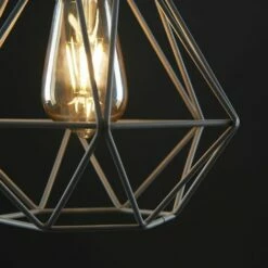 MINISUN 2 X Grey Ceiling Pendant Light Shades + 4W LED Filament Bulbs Warm White -MINISUN Shop 16594482 3