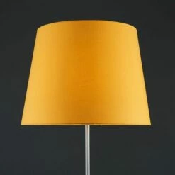 MINISUN Charlie Stem Floor Lamp In Brushed Chrome With Large Aspen Shade - Mustard - No Bulb -MINISUN Shop 16594487 3