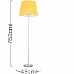 MINISUN Charlie Stem Floor Lamp In Brushed Chrome With Large Aspen Shade - Mustard - No Bulb -MINISUN Shop 16594487 4