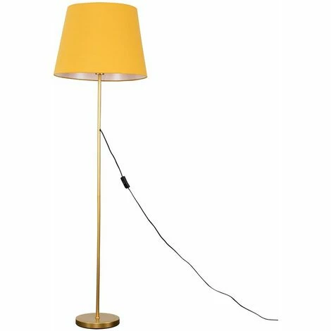 MINISUN Charlie Stem Floor Lamp in Gold with Large Aspen Shade - Mustard - No Bulb MINISUN Charlie Stem Floor Lamp In Gold With Large Aspen Shade - Mustard - No Bulb -MINISUN Shop 16594489 1