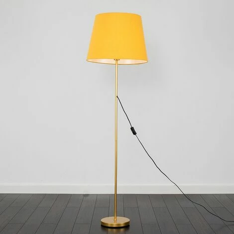MINISUN Charlie Stem Floor Lamp in Gold with Large Aspen Shade - Mustard - No Bulb MINISUN Charlie Stem Floor Lamp In Gold With Large Aspen Shade - Mustard - No Bulb -MINISUN Shop 16594489 2