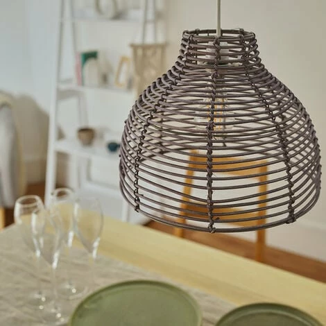 MINISUN Grey Wicker Rattan Basket Ceiling Pendant Light Shade + 4W LED Filament Bulb Warm White MINISUN Grey Wicker Rattan Basket Ceiling Pendant Light Shade + 4W LED Filament Bulb Warm White -MINISUN Shop 16594495 3