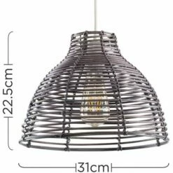 MINISUN Grey Wicker Rattan Basket Ceiling Pendant Light Shade + 4W LED Filament Bulb Warm White 5 MINISUN Grey Wicker Rattan Basket Ceiling Pendant Light Shade + 4W LED Filament Bulb Warm White -MINISUN Shop 16594495 4