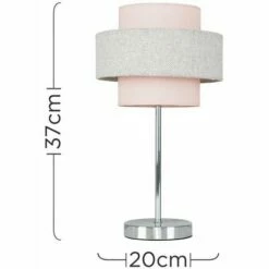 MINISUN 2 X Chrome Touch Table Lamps - Pink & Grey Herringbone - No Bulb -MINISUN Shop 16594537 4