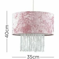 MINISUN 2 X Pink Velvet Ceiling Pendant Light Shades With Clear Acrylic Droplets 5 MINISUN 2 X Pink Velvet Ceiling Pendant Light Shades With Clear Acrylic Droplets -MINISUN Shop 16594568 4