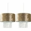 MINISUN 2 X Gold Velvet Ceiling Pendant Light Shades With Clear Acrylic Droplets + 10W LED Bulbs Warm White -MINISUN Shop 16594572 1