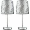 MINISUN 2 X Chrome Table Lamps 4W LED Bulbs Warm White - Grey Velvet -MINISUN Shop 16594587 1
